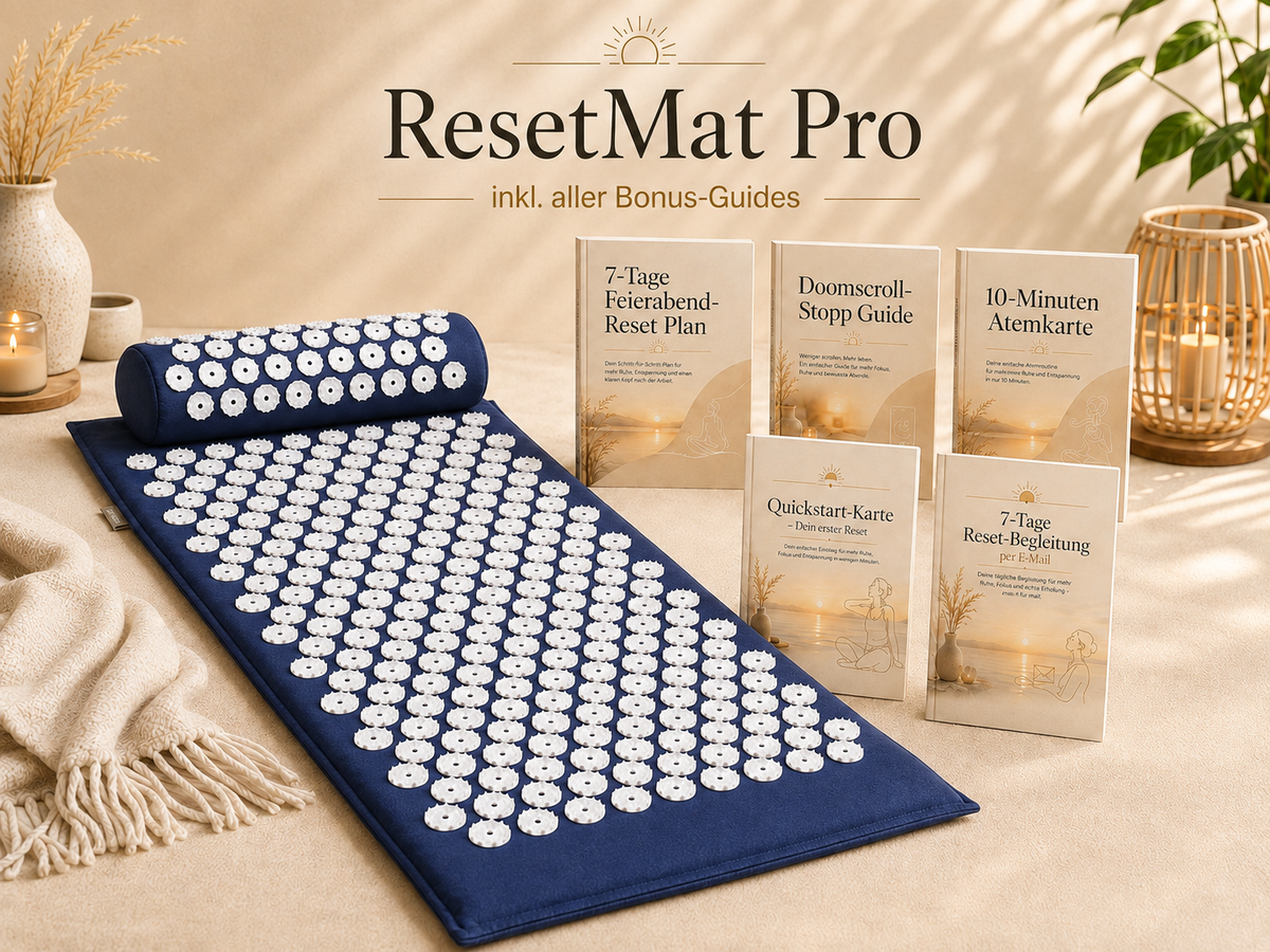 ResetMat Pro Set in Dunkelblau mit fünf digitalen Begleitern