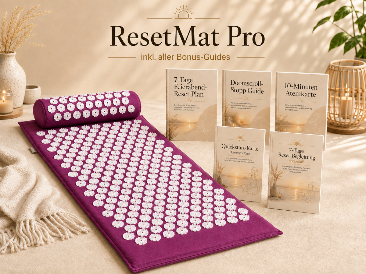 ResetMat Pro Set in Violett mit fünf digitalen Begleitern